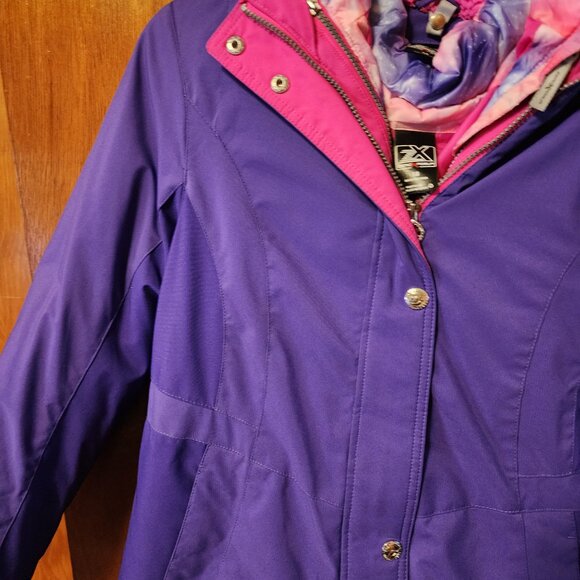 Girls Size 18 ZeroXposur Purple/Pink Removable Lining Zip Up Hooded Puffer Coat - Picture 4 of 12